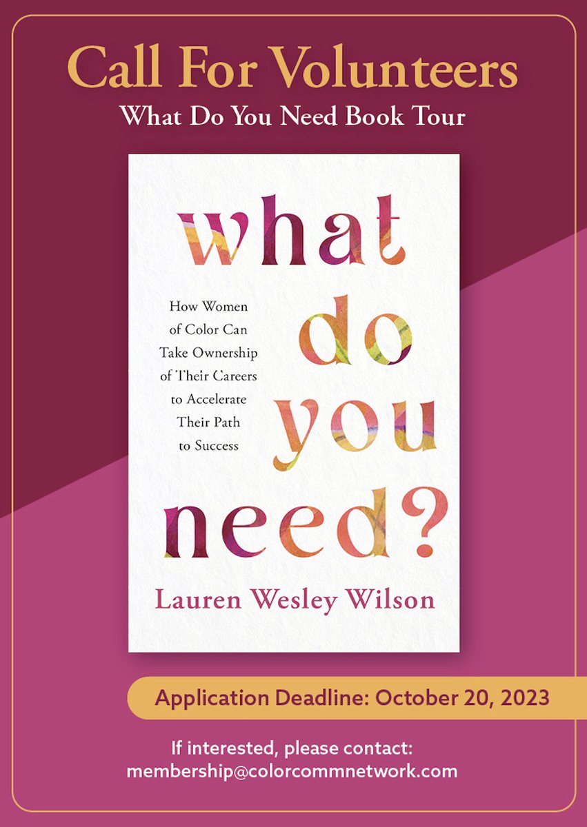 ColorCommntwk's tweet photo. Calling All Volunteers! Showcase your talents during the What Do You Need? #book #tour. Opportunities are available to assist in various roles.
Apply here: https://t.co/q4Xwa7L3lg
#ColorComm #books #booktour #WhatDoYouNeed https://t.co/iXOQkIiYAF