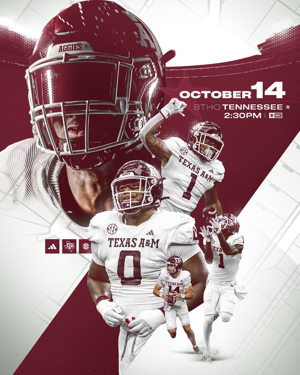 Hitting the road for Rocky Top this Saturday. 

🕝 2:30 p.m. CT
🏟️ Neyland Stadium
📺 CBS

#GigEm