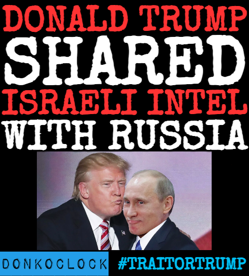 donkoclock's tweet photo. Donald Trump openly discussed sensitive details about an Islamic State ISIS plot with Russian Foreign Minister Sergei Lavrov in the Oval Office

The intel was provided by Israel. 👀Imagine what was shared in private 

Raise your hand 👋 if you think Trump has Blood on his hands
