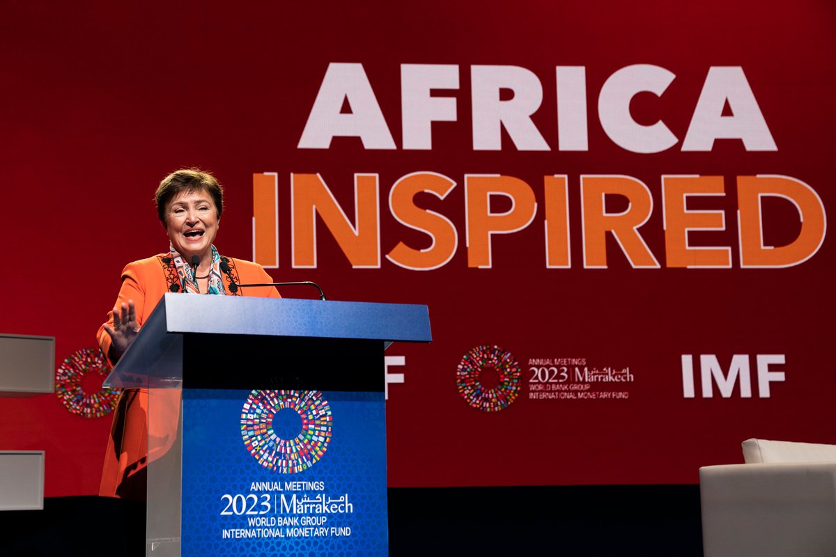 KGeorgieva's tweet photo. So inspiring to listen to these amazing women @MoAbudu, @kenyanpundit and Lamia Tazi at our #IMFinspired event.  They presented a vision of Africa’s bright future, and how the continent can seize the initiative to shape its own destiny - one of limitless potential. https://t.co/AhhsO7ZPx8
