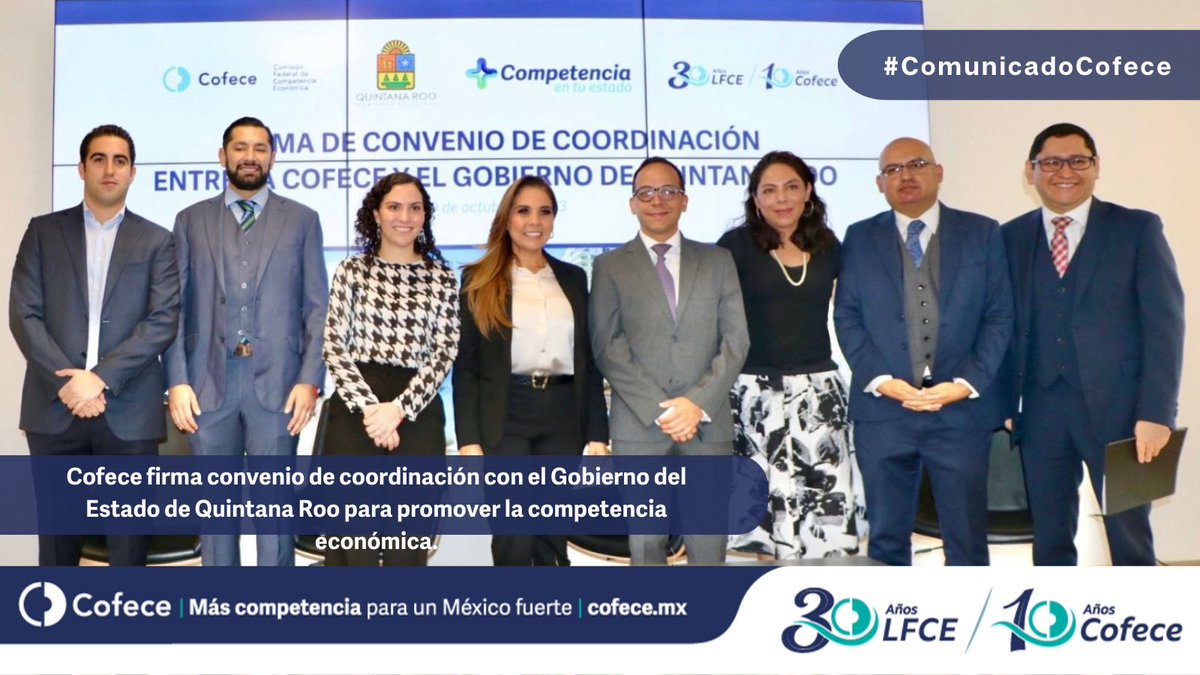 La #Cofece firma convenio de coordinación con el Gobierno de Quintana Roo para promover la competencia económica.

📰 Consulta el #ComunicadoCofece aquí: ➡️ bit.ly/3rzAKHW