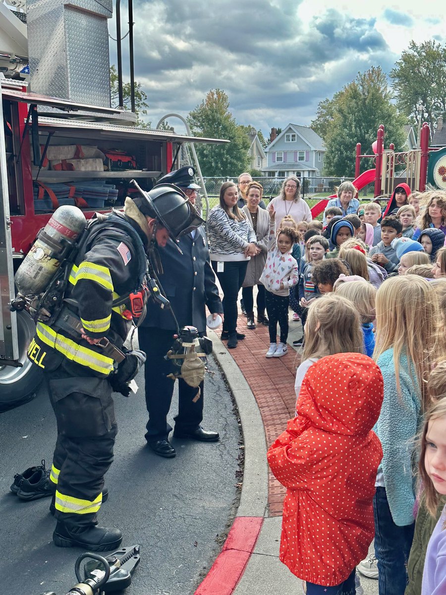 The Lakewood Fire Dept. is helping to educate our elementary students about fire prevention this week by visiting our schools to share this year's prevention theme of “Cooking safety starts with YOU" &amp; to show how their equipment works to keep them safe.  Thanks, Lakewood Fire!