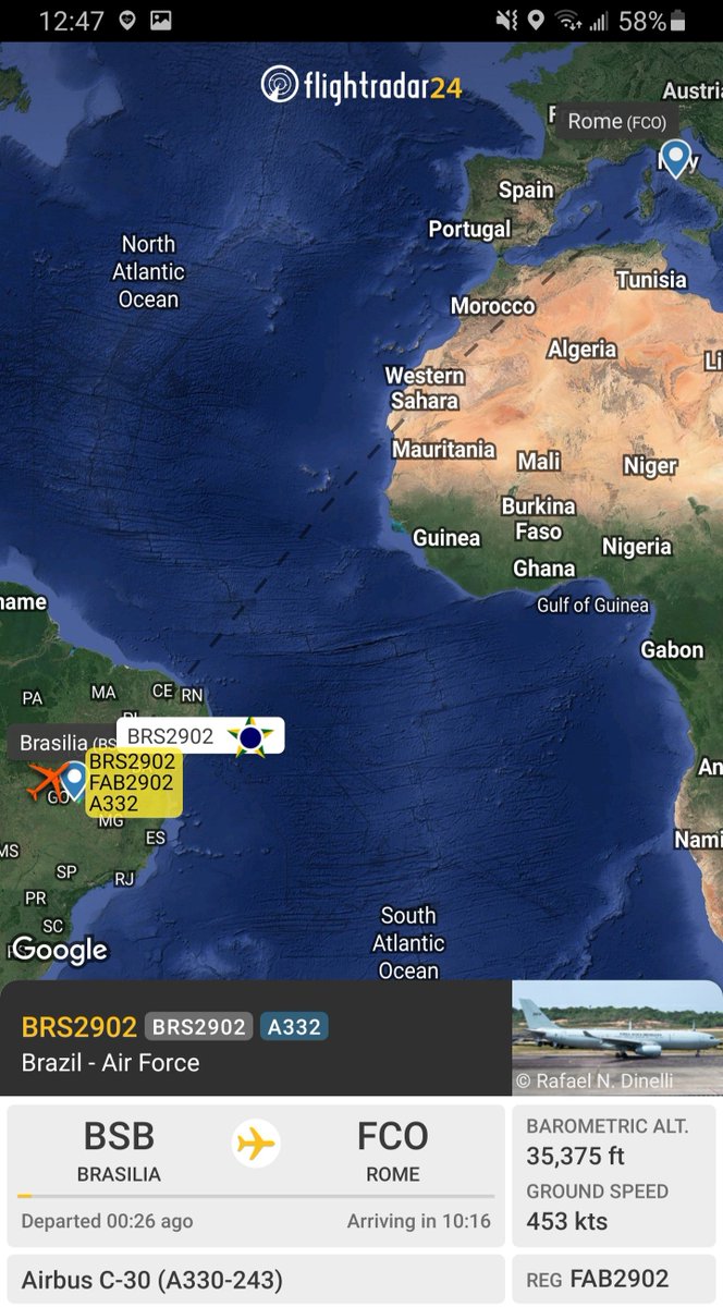 Borrowed7Time's tweet photo. Brazil AF (FAB) Airbus C-30 (A330-243) FAB2902 #E49181 as BRS2902 departed Brasilia for Rome, then on to Tel Aviv.
@SA_Defensa https://t.co/Yw2QxKtB8f