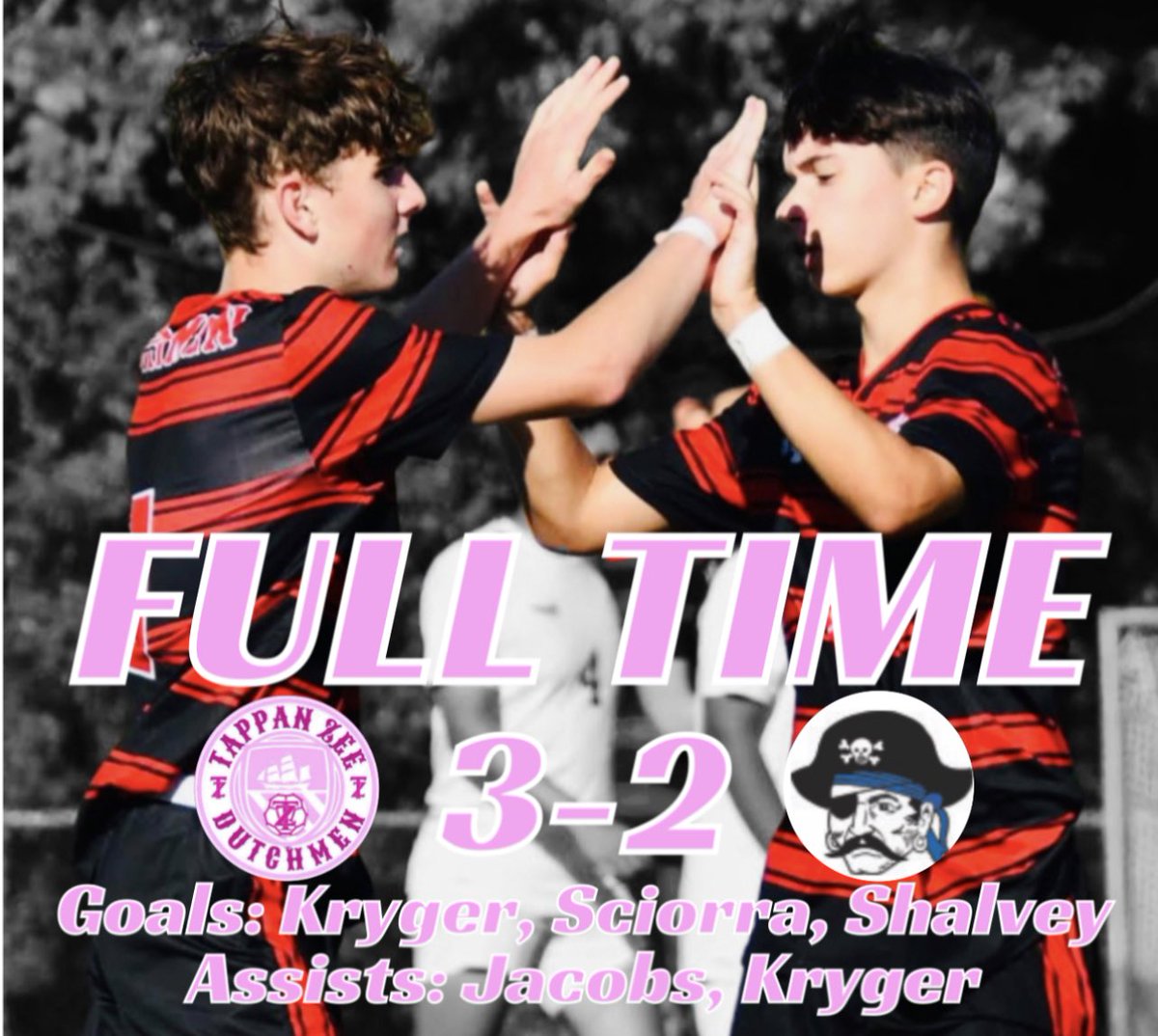 TappanZeeSoccer's tweet photo. ⚪️🔴Ryan Shalvey’s goal in the 60th minute was the match winner in the Flying Dutchmen’s 3-2 win over Pearl River! Proud of the boys for clawing back twice.  Rematch Friday. Today’s win was a league title winner. A point will win the league outright.🔴⚪️@TZeeAthletics @hoopsmbd https://t.co/tySOCJQ9r2