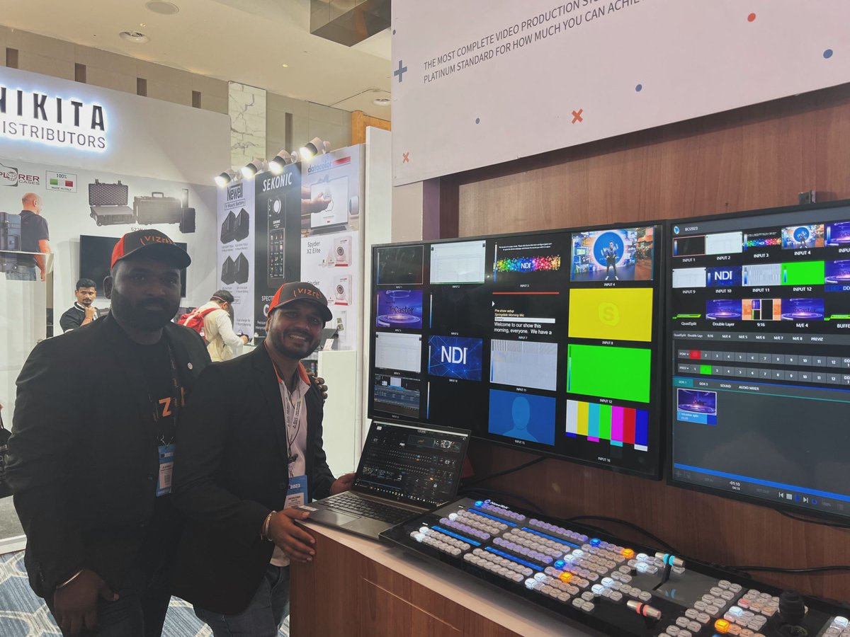 vizrt's tweet photo. #BroadcastIndia is in full swing - check out the action! 📷
We’ll be on hand at Booth H-2B until October 10th to showcase the future of broadcasting with @CDMTS.
It’s not too late to book a meeting: https://t.co/IEC5MwNFGH
#VizEngine #CloudProduction https://t.co/3VDQ6Np6KF