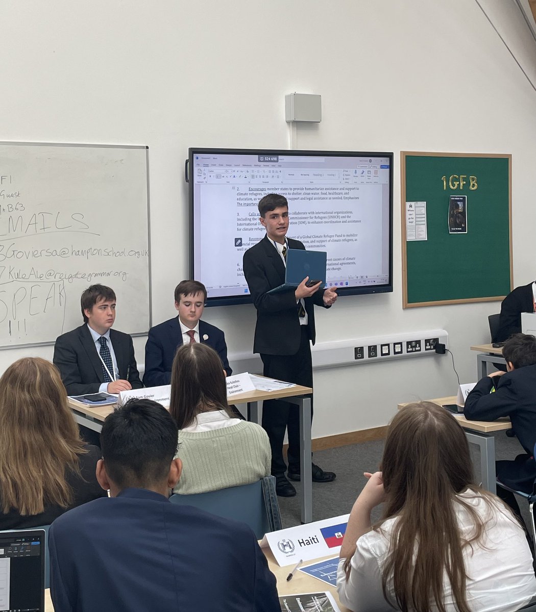 MunHampton's tweet photo. Hampton chairs Thomas P, Sam G and Isaac C in action at REIMUN! https://t.co/7U8jijFWO5