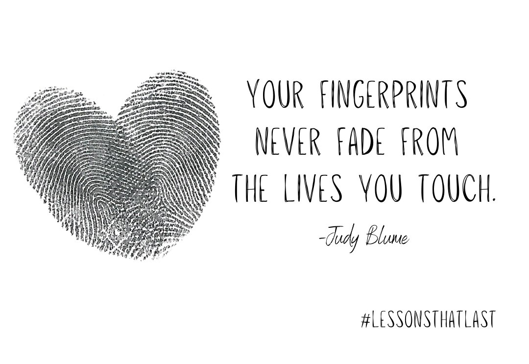 JulieSHasson's tweet photo. We talked about this quote and shared a student's memory of her teacher's lesson about fingerprints on this week's episode of the Lessons That Last podcast. Now on Apple https://t.co/FqjKAwZL5D or Spotify https://t.co/JgJU5BcKiy
#teachers #education #edpodcast #lessonsthatlast https://t.co/eHmvHy2iZ0