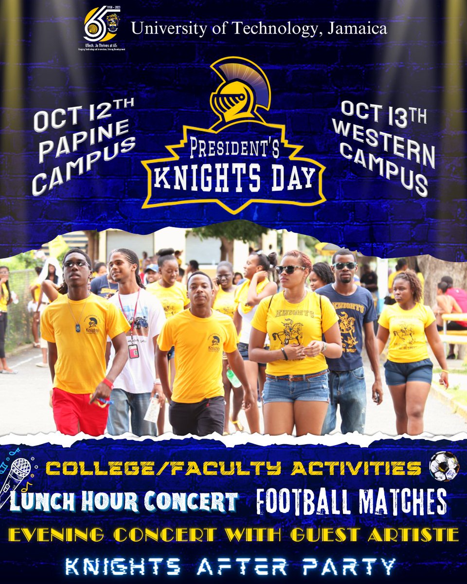 UTechJamaica's tweet photo. Calling all Knights📣 Are you ready? President's Knights Day is almost here! Prizes and surprises await you this week Thursday. Get ready for pure excitement and good times! https://t.co/iv9IOVBqJw