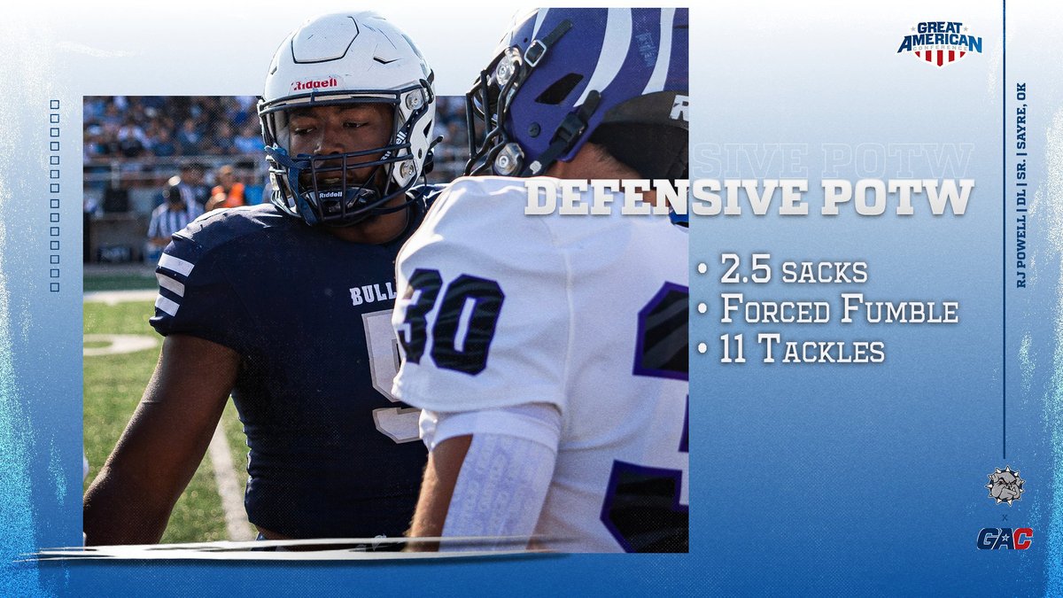 SWOSUAthletics's tweet photo. RJ Powell Tabbed GAC Defensive Player of the Week

READ🏈⤵️
https://t.co/JYloaT8zl0

#BlueCollar | @SWOSUFootball https://t.co/kJRSvjcL8C