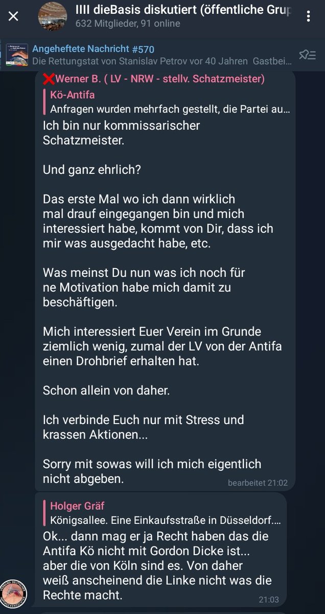 Hallo Werner,

Kannst Du uns bitte noch den angeblichen #Drohbrief zusenden?

Wäre doch doof, wenn der angeblichen #Drohbrief nicht existieren würde.

Gruß, 

Kö-Antifa 
Mit Stil gegen Nazis

@diebasispartei @diebasisnrw @dieBasis_Koeln @dieBasisKoeln