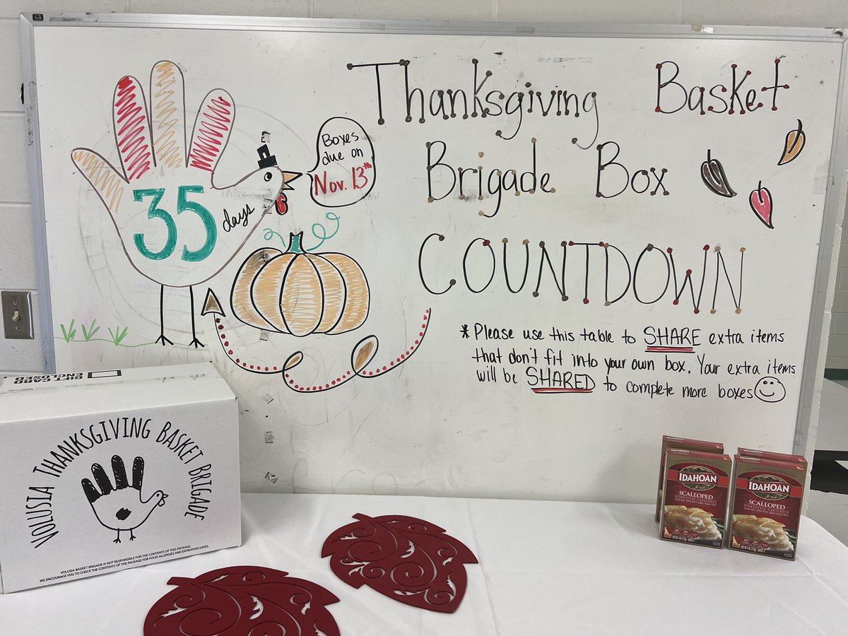 🍁 We have our first completed Basket Brigade Box!! 🍁 

Our school goal is 75 boxes 📦 Please reach out to your child’s teacher to see what your class still needs to complete their class box(es)!