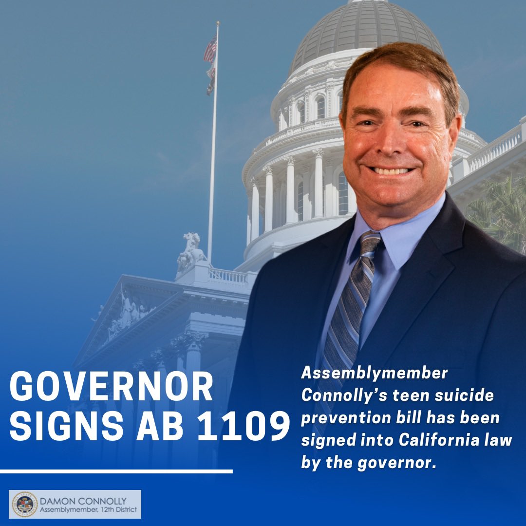 AsmConnolly's tweet photo. My bill #AB1109 has been signed by the governor!

AB 1109 prohibits online retailers from selling sodium nitrite to minors and places a quantity restriction upon purchase for adults.

#suicideprevention #suicideawareness https://t.co/dOh9lKKhmD