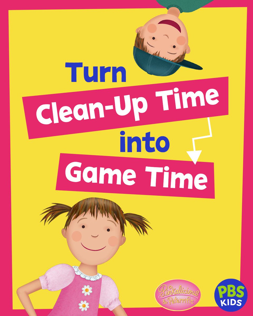 PBSKIDS's tweet photo. What do you call it if you win four cleaning-up games in a row? A clean sweep! @PinkaPeterPBS 

Check out more ways to make clean-up fun here: https://t.co/H1KVPmOkVv https://t.co/XH2j8WzTFP