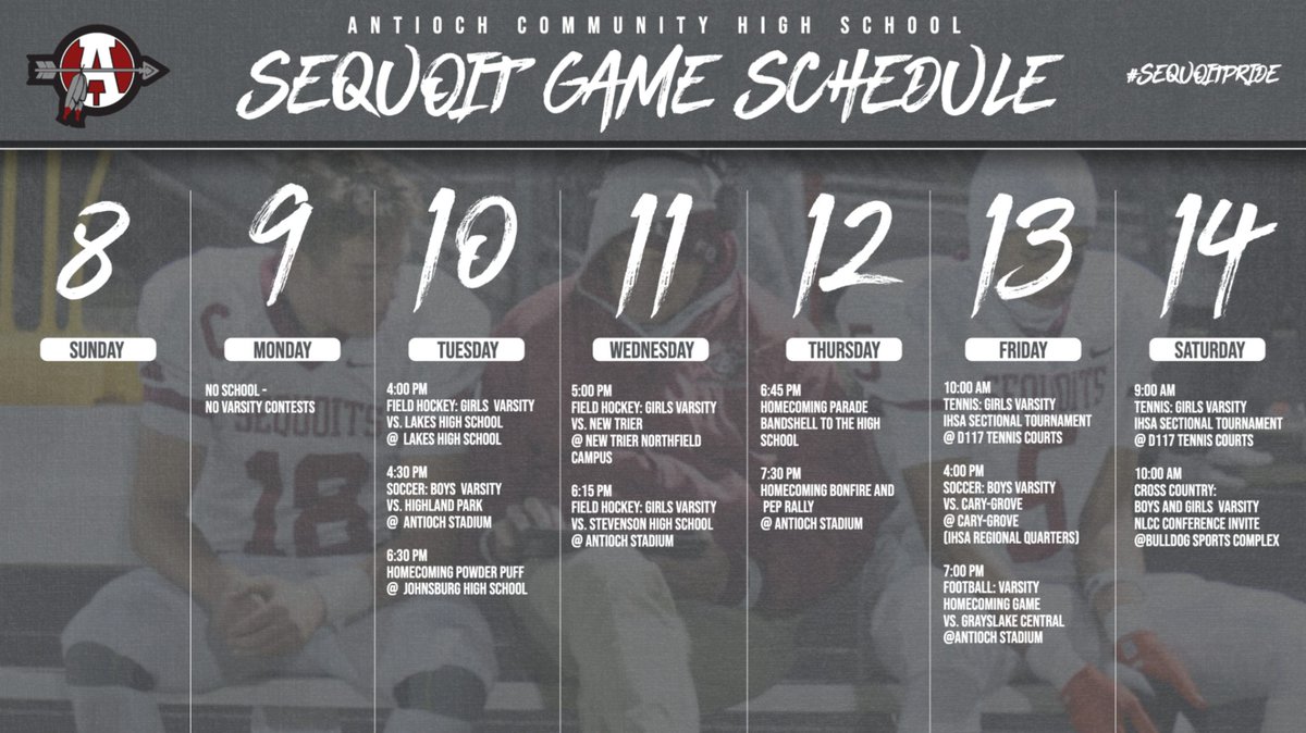 ACHS_Sequoits's tweet image. IT&apos;S HOMECOMING WEEK!

This week at a glance:

Come support your Sequoit athletes all week long! 
#SequoitPride