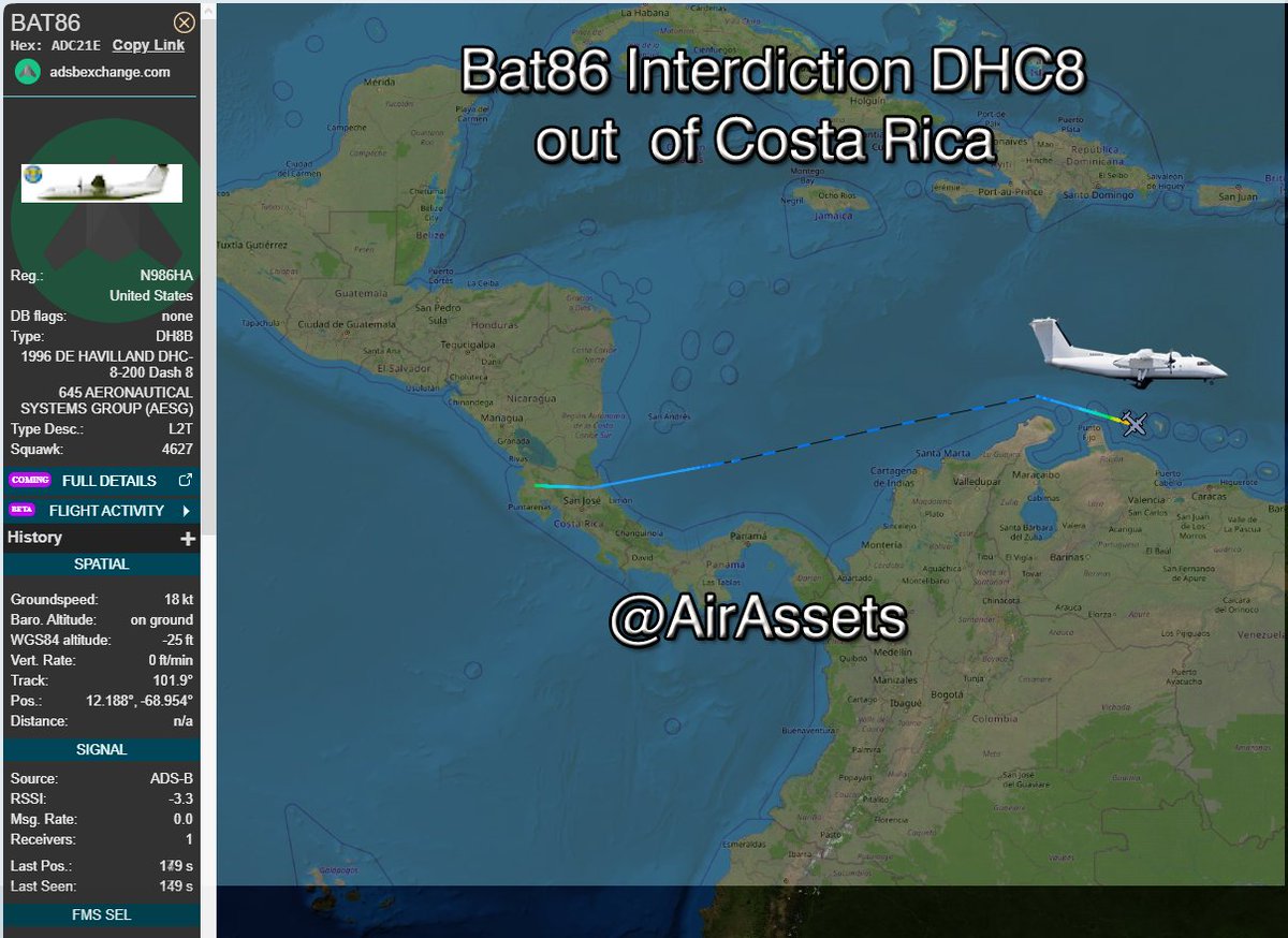 AirAssets's tweet photo. 645 Aeronautical Systems Group Drug interdiction plane working Caribbean drug corridors
#bat86 #n986ha https://t.co/CP0yYivKYH