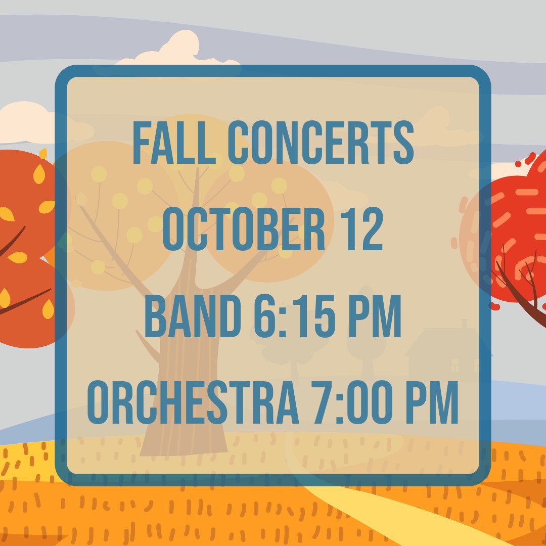 Another evening of beautiful music is coming to OJHS this week!  Join us on Thursday, October 12 for the Fall Band Concert at 6:15 p.m. and the Fall Orchestra Concert at 7:00 p.m.