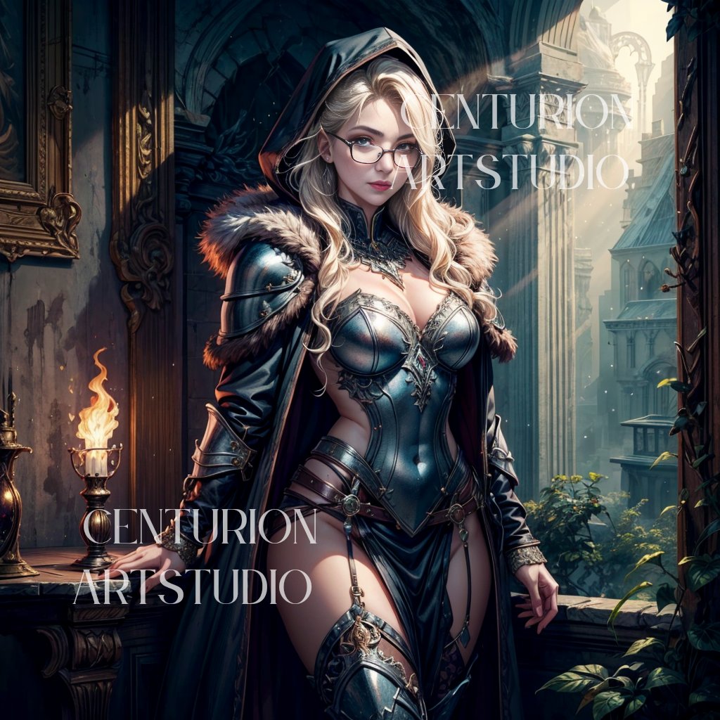 TheCenturionMOD's tweet photo. "A golden-haired ethereal beauty sits in a gown of midday silk, armor etched to her embrace. Her knowledge rarely ends with death; an arcane necromantic mastery depicts her form into a living elegy, dancing between realms"

Created w/ SD 1-5webui & Digital Art tools

#aiartcommunity #AIart #aiartist #ttrpgcommunity #etsyshop  #fantasyart #ArtistOnTwitter