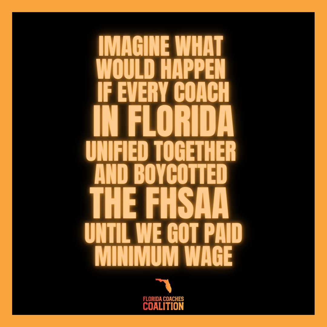 The <a href="/FHSAA/">FHSAA</a> has repeatedly said that the wage issue that coaches in Florida face is a "school district issue." 

When officials in Florida threatened to strike in 2020, the FHSAA stepped in and gave them a raise. When 31 other states approved high school NIL, the FHSAA came out