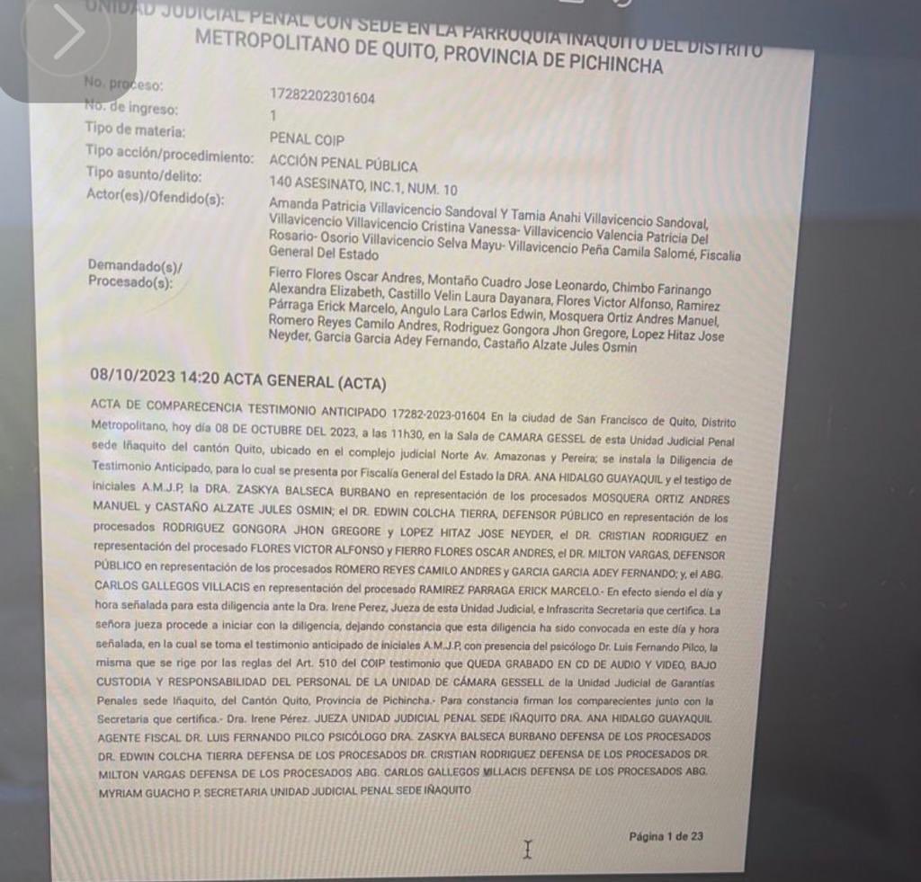 Lamento si a alguien no le gusta mi comentario. Reitero. El testimonio es NULO. Garrafal error de la fiscalía y la jueza al recibir el testimonio anticipado de un testigo sin que sea asistido por un abogado y bajo las reglas del artículo 510 del COIP aplicables solo a la víctima.