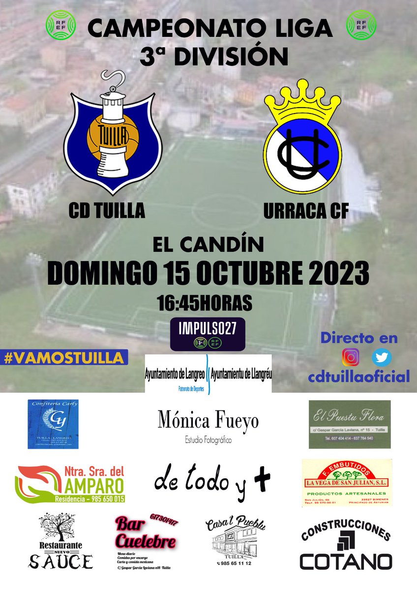 Próximo partido en #ElCandin
@CDTuillaOficial -@Urracacf_Posada