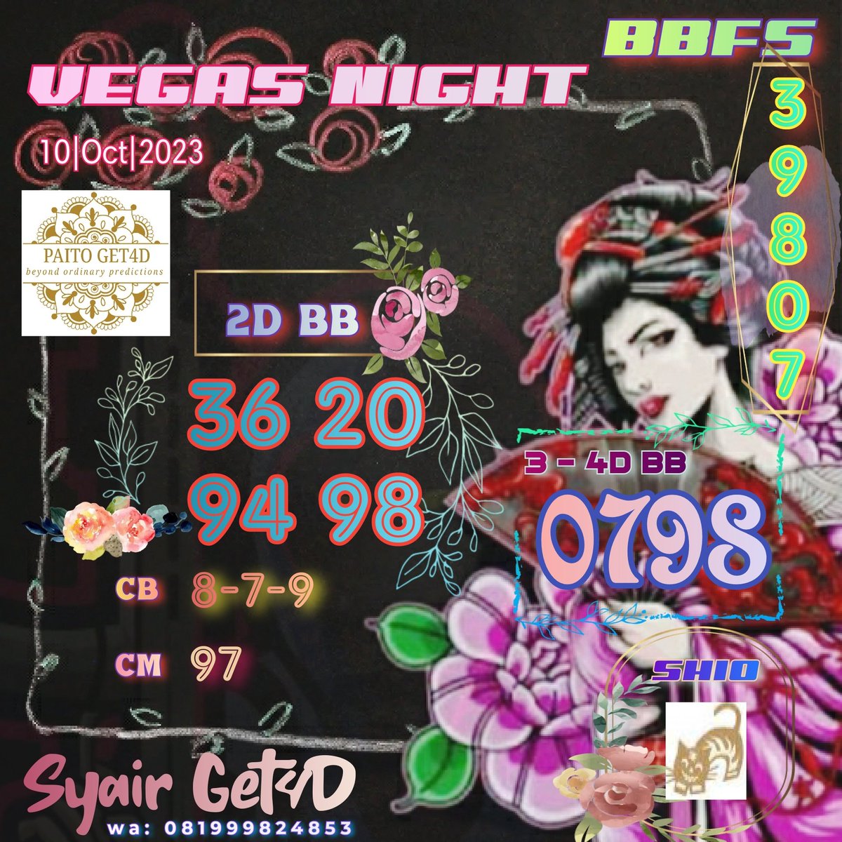 Get4DPaito's tweet photo. Prediksi 🇺🇸Vegas Night 10|Oct|2023 https://t.co/NDt9uVDqAM