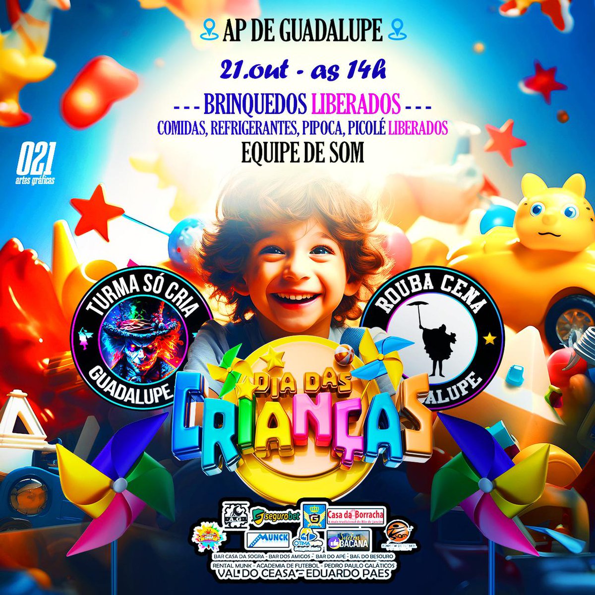 Não é difícil fazer uma criança feliz. Basta que você mostre a ela que você está feliz com a presença dela, assim como você fica feliz quando sabe que as pessoas estão felizes com você...

FESTA DE DIA DAS CRIANÇAS, TRAGAM SUAS CRIANÇAS! 

OS CRIAS É A RAZÃO

PAZ NO CARNAVAL 🕊️