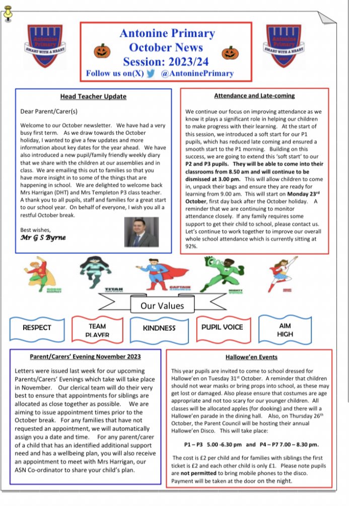 AntoninePrimary's tweet photo. Copy of our October newsletter and annual calendar of events was emailed out to our families today.  📧📬 #communication #keepingyouupdated https://t.co/lKwZoRzOn3