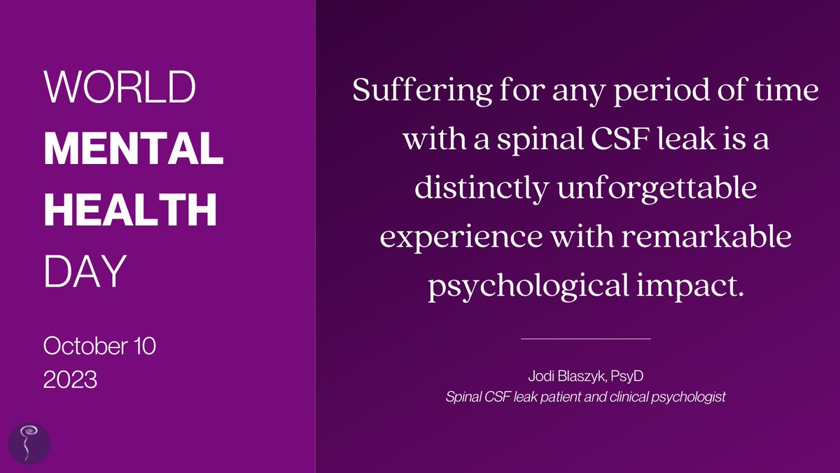 spinalCSFleak's tweet photo. Today is #WorldMentalHealthDay. Spinal CSF leak can profoundly affect mental & emotional well-being. Our ADAPT articles show what one patient/clinical psychologist learned about attending to her mental health while living with spinal CSF leak. Start here: https://t.co/oukePDbEYg https://t.co/O7gpRe45tE