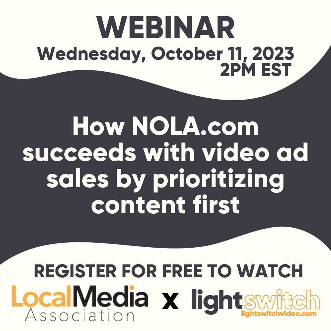 lightswitchbiz's tweet image. This Wednesday, October 11th at 2PM EST, join our Partner Bryce Anderson and #LocalMediaAssociation for a webinar! Register now (for free!) to learn about how to lean on one initial project to create lasting video success.

Register here: buff.ly/3FtyHsh