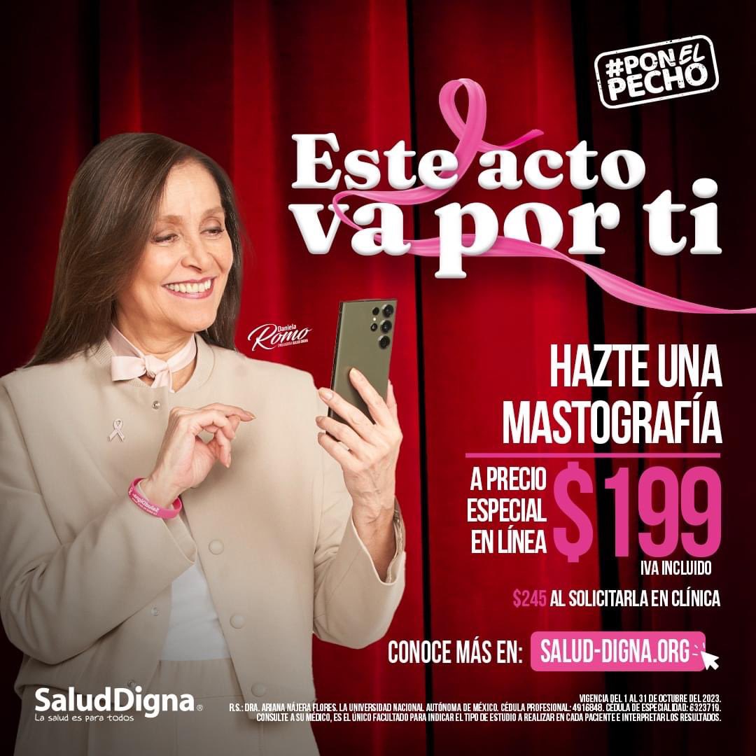 🙌🏻✨ Este acto va por ti‼️ En este mes rosa #PonElPecho y hazte una mastografía 🎀 Infórmate en salud-digna.org #DanielaRomo #SaludDigna #Embajadora #OctubreRosa #cancerdemama