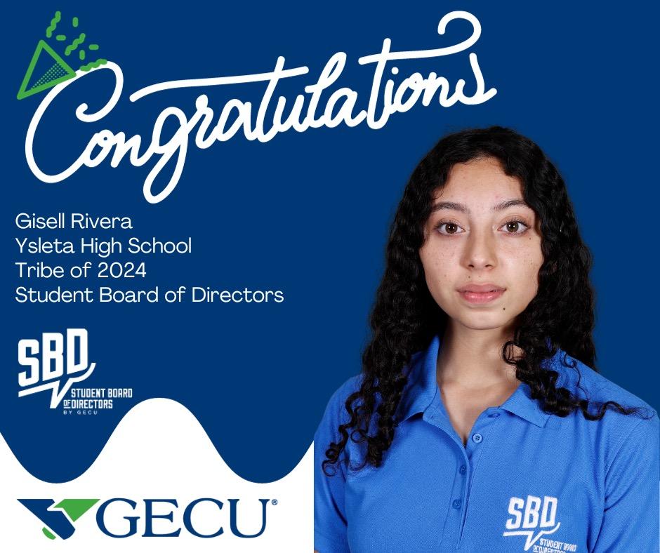 Congratulations to Senior Gisell Rivera, who will proudly represent @YsletaHS as part of this year's @myGECU Student Board of Directors! #BOWUP #YsletaMentality