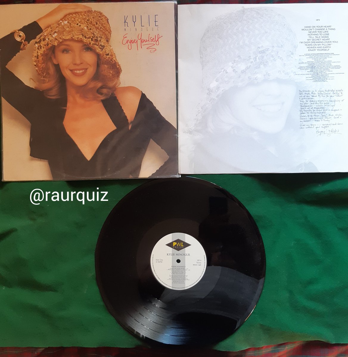 raurquiz's tweet photo. #otd @kylieminogue #kylieminogue #enjoyyourself #handonyourheart #woundntchangeathing #nevertoolate #nothingtolose #telltalesigns #imoverdreming #overyou #tearsonmypillow #heavenandearth #vinilo #vinyl @PWLHitFactory @Albumism @soundstoryuk https://t.co/7fCfqmVinI