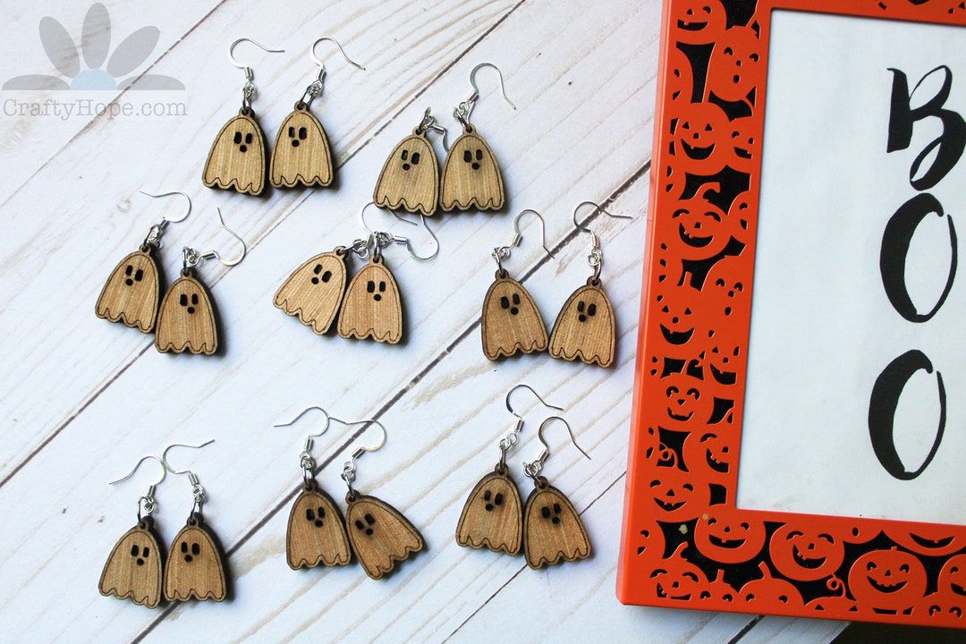CraftyHope's tweet photo. Before I could even share this collection of 👻 ghost earrings with you, a pair of them sold! 

In any case, there are still seven pairs left...for now. Get your Booooooty over to Etsy!!
https://t.co/URic4dB9a2 
#spookyseason #halloweenjewelry #lasercutearrings https://t.co/ST4TeCwFBu
