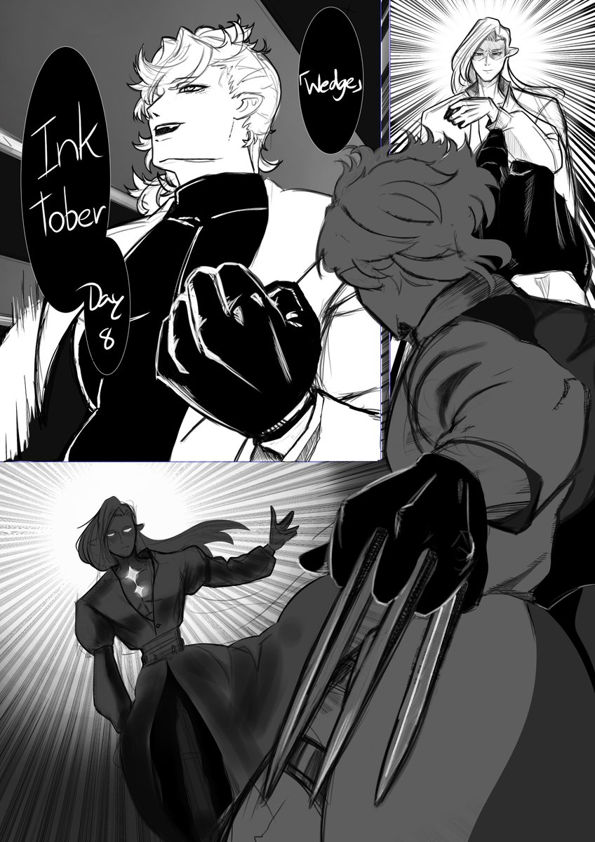 4byssP's tweet image. Day 8 &amp;amp; 9 [Wedge &amp;amp; Philosopher ] #inktober2023 #drawtober2023