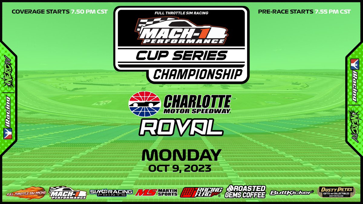 The elimination race for the Round of 12 in the <a href="/ftsrleague/">Full Throttle Sim Racing</a> Mach-1 Performance Cup Series has some left &amp; right turns in it! Tune in at 8:55 PM ET, only on NERD TV!🏁👊🔥

• youtube.com/live/YA3-m45EG…

#iRacing #SimRacing #eNASCAR #NASCAR #NERDitudes #NERDTV #FTSR #Mach1Performance