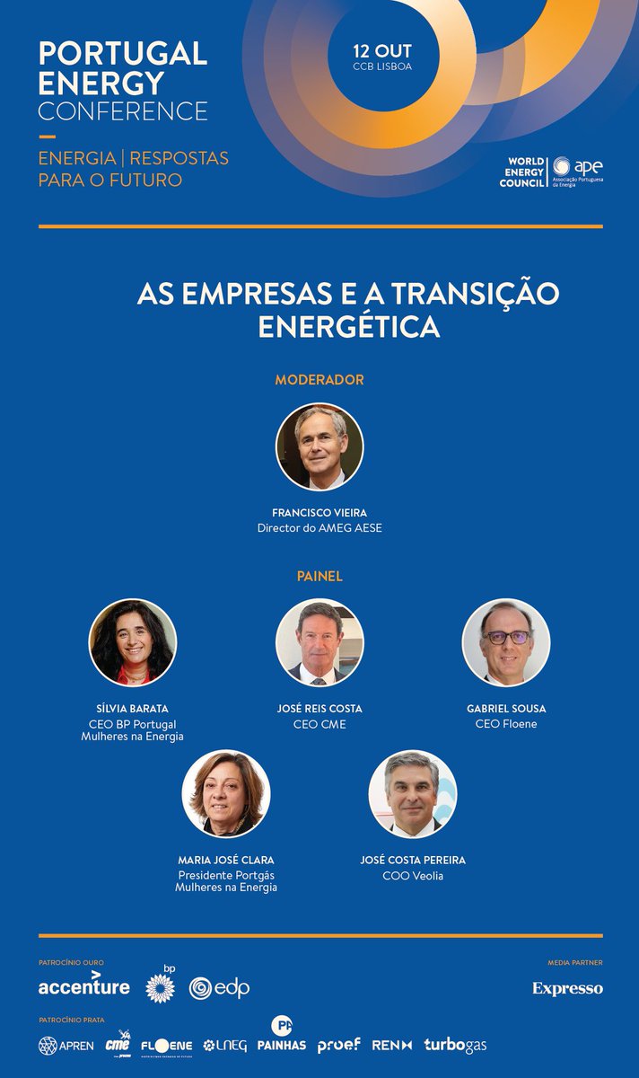 Abordamos a forma como  #transiçãoenergética transforma as empresas, com moderação de Francisco Vieira (AESE),  com Silvia Barata (BP),José Reis Costa (CME), Gabriel Sousa (Floene), Maria José Clara (REN) e José Costa Pereira (Veolia ). 

programa 👉 lnkd.in/dikkAEiT