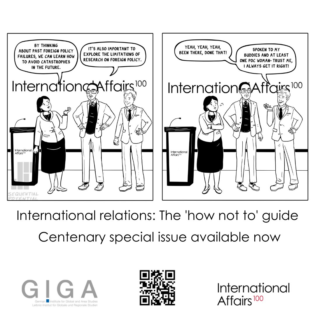 AmritaNarlikar's tweet photo. .@IAJournal_CH reminded my wonderful co-editor & co-author @dandrezner & me today about a thing we did last year: we were honoured to guest-edit IA #centenary #SpecialIssue, our #HowNotTo Guide for #IR (https://t.co/UBY8NCU6Kt).
Papers available👇🏽still #openaccess: https://t.co/OweG5U0Fq9. And relevant perhaps more than ever in these deeply troubling times.
Many thanks to our contributors (incl @csottilotta @amitabhmattoo @RichardToye @StephanieCarvin @naazneenbarma @JimGoldgeier...), editorial Team IA & @AndrewDormanIA & colleagues @ChathamHouse 🙏🏽
Credit for the cool cartoons goes to @s_p_comics & @travisbhill5.