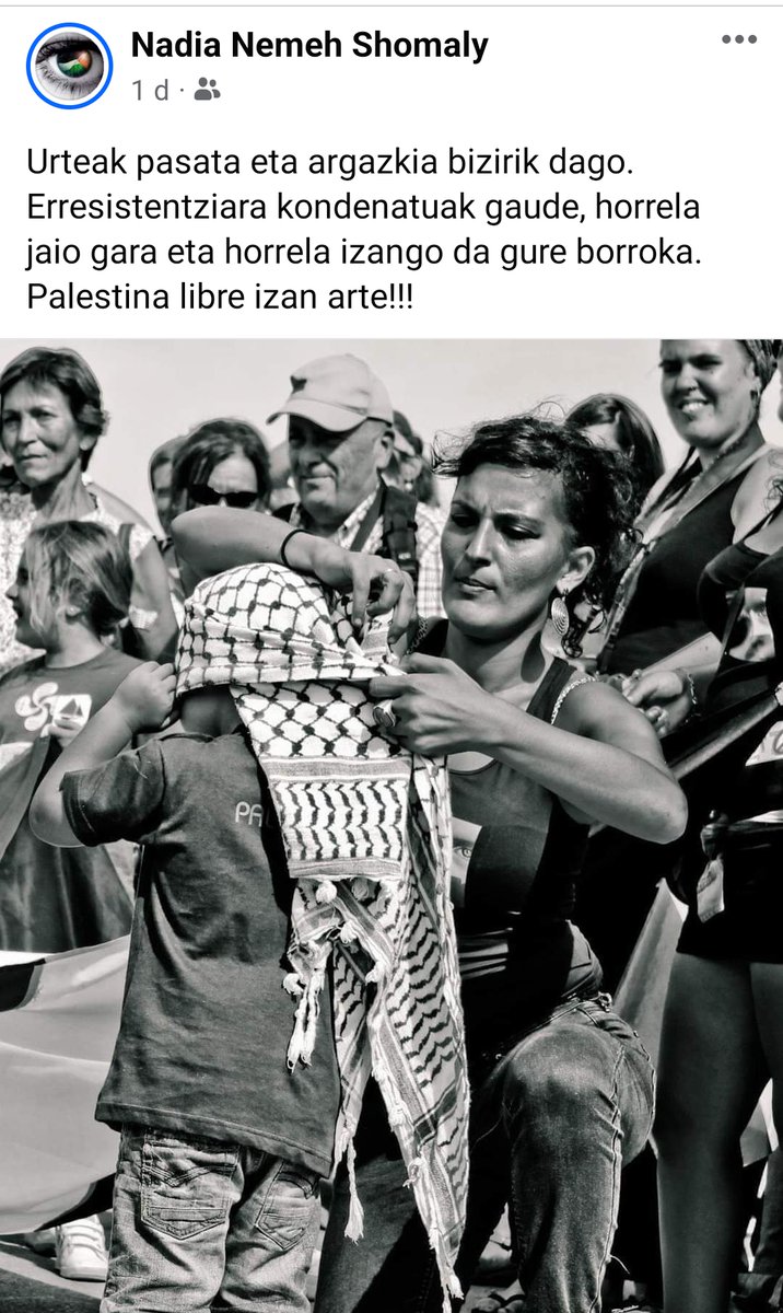 Nadia Nemeh Shomaly, Bermeoko alkateak mezu hau igo du Facebooken... nik ezin dut ezer gehiago gehitu, oso barrura iritsi zait #FreePalastine