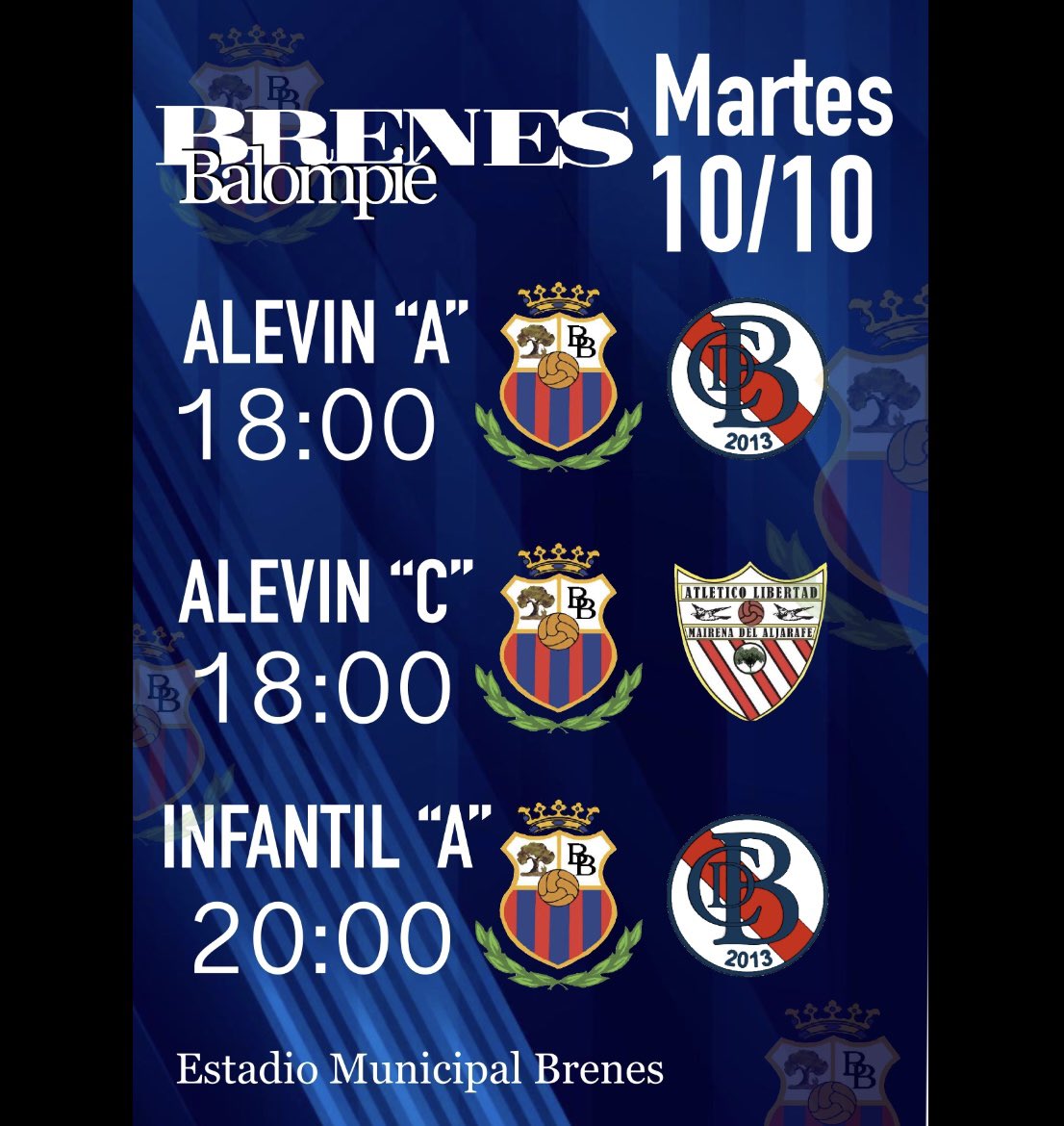Seguimos adelantando partidos. Mañana Martes día 10 de Octubre. BRENES BALOMPIE