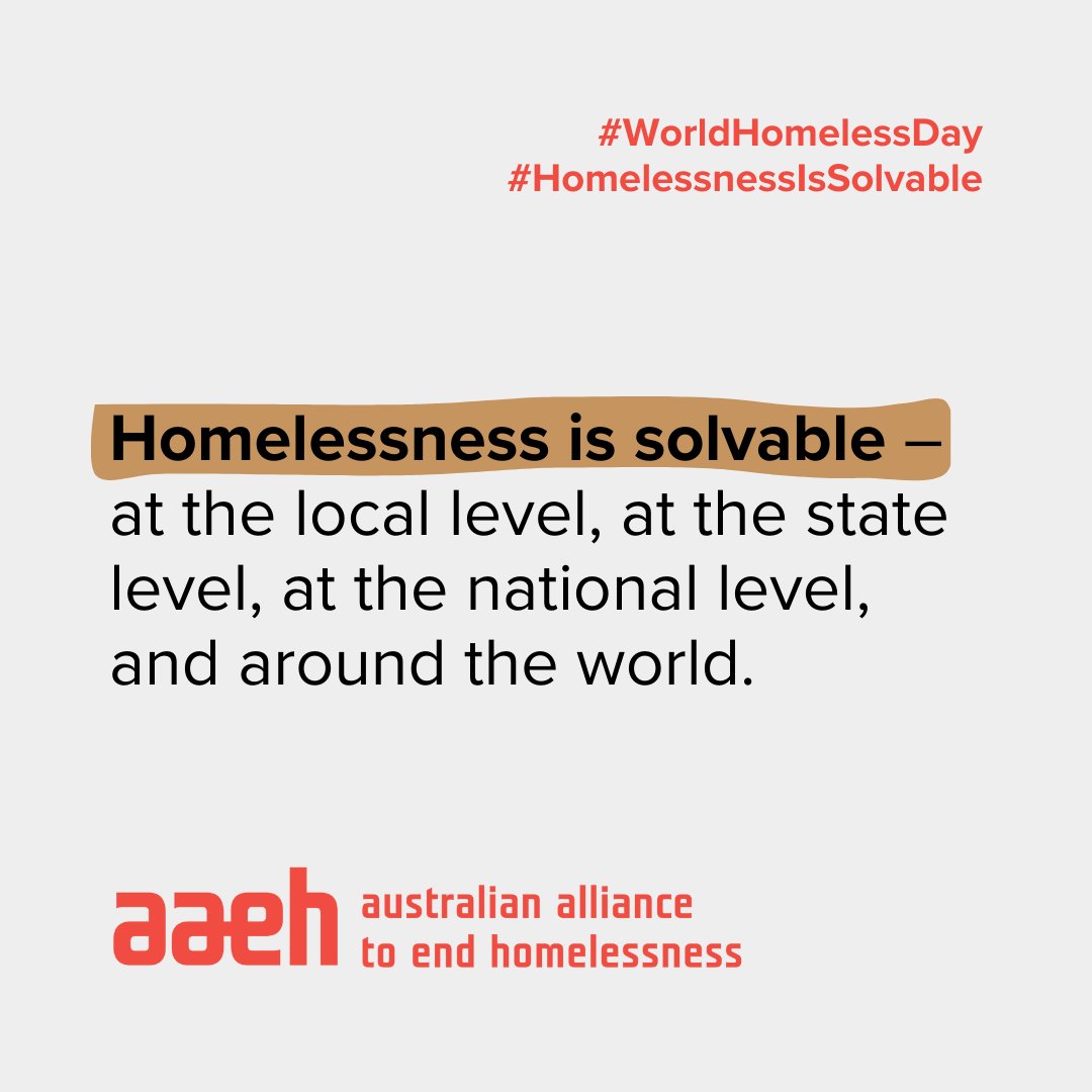 Not only is homelessness solvable, it’s necessary. Having a safe, secure and affordable home is not a luxury – it’s a fundamental human right.

#WorldHomelessDay #HomelessnessIsSolvable