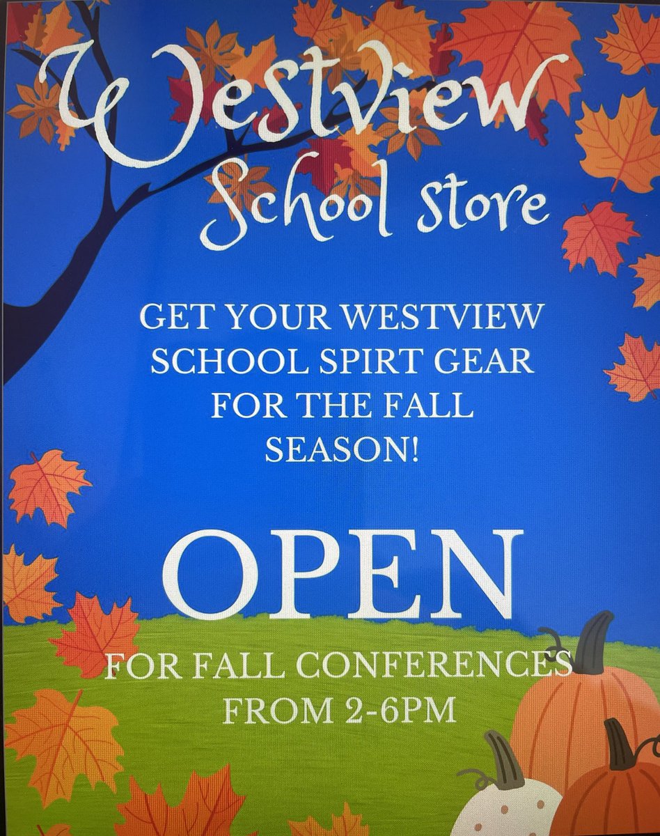 Attention <a href="/OPS_Westview/">Westview High</a> parents, the school store will be open from 2-6 during Parent/Teacher Conferences on Thursday, Oct. 12th. Reminder we only take Cash or Check as payment.