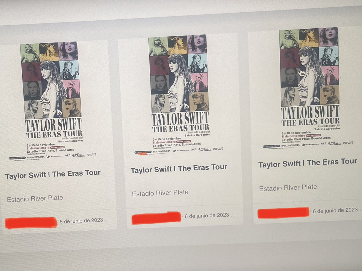 the_erasticket's tweet photo. CONCIERTO ERAS TOUR ARGENTINA 🎟️🇦🇷
Fecha: 11/11 🗓️
Locación: Sivori Alta 🏟️
Método de transferencia: Quentro 
Venta por videollamada 🎥
Pruebas de compra ✅
Precio: $400 (dólares) 💵

#BuenosAiresTSTheErasTour #TaylorSwift #TheErasTour #Argentina https://t.co/ur68xBo0k4