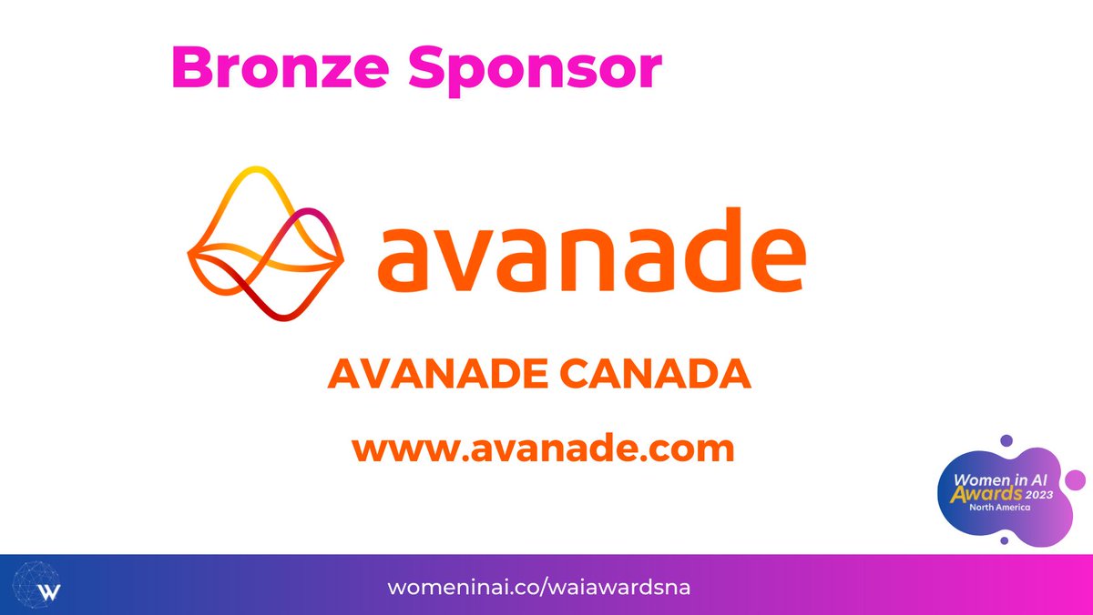 Women in AI Awards NA (@waiawardsna) on Twitter photo ๐ขPresenting <a href="/Avanade/">Avanade</a> Canada, a global leader across the Microsoft ecosystem as the ๐๐ซ๐จ๐ง๐ณ๐ ๐๐ฉ๐จ๐ง๐ฌ๐จ๐ซ for <a href="/WAIAwardsNA/">Women in AI Awards NA</a> 2023 by <a href="/women_in_ai/">Women in AI</a>. Learn more: avanade.com
bit.ly/WaiAwardsNA23
<a href="/BigDataAITO/">Big Data and AI Toronto</a> ๐ขPresenting <a href="/Avanade/">Avanade</a> Canada, a global leader across the Microsoft ecosystem as the ๐๐ซ๐จ๐ง๐ณ๐ ๐๐ฉ๐จ๐ง๐ฌ๐จ๐ซ for <a href="/WAIAwardsNA/">Women in AI Awards NA</a> 2023 by <a href="/women_in_ai/">Women in AI</a>. Learn more: avanade.com
bit.ly/WaiAwardsNA23
<a href="/BigDataAITO/">Big Data and AI Toronto</a>