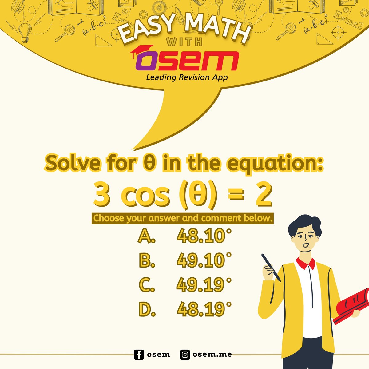 osem_app's tweet image. &quot;Unlock the solution to your math equation with ease with OSEM!

#Osem #OsemTeacher #OsemRevisionApp #Math #Quiz