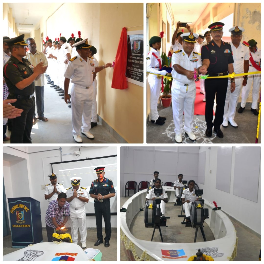 Cmde Atul Kumar Rastogi, DDG  NCC  Dte (TN, P &amp; AN) inaugurated a Rowing Simulator installed at 1 (P) Naval Unit/NCC Gp Puducherry. 🚣 will help the cadets to learn sailing &amp; develop their rowing skills.
@DrTamilisaiGuv
<a href="/HQ_DG_NCC/">National Cadet Corps</a> 
<a href="/Def_PRO_Chennai/">Defence PRO Chennai</a> 
<a href="/airnews_puduvai/">AIR News Puducherry</a>