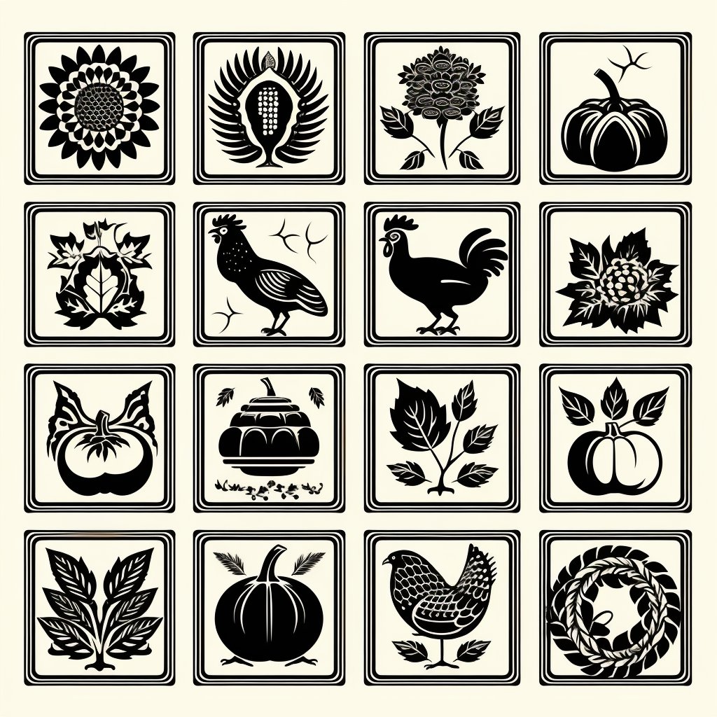 EnchantingAI's tweet photo. #VectorLogos #Thanksgiving #Fall
Prompt: 4x4 tile of vector logos. Thanksgiving and fall themed. Black and white. Illustration.
#Midjourney #EnchantingAI #LovelyAI
https://t.co/urxQ2HpM0w https://t.co/ziUzwVnsZO