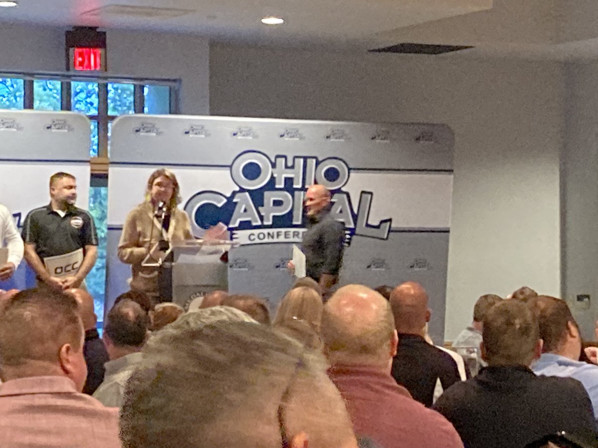 LHSGalesOffice's tweet photo. Congrats to Coach Bentley and Coach Crist for being recognized for their OCC Championships last winter at tonight’s OCC Meeting. https://t.co/f1yasTD56C