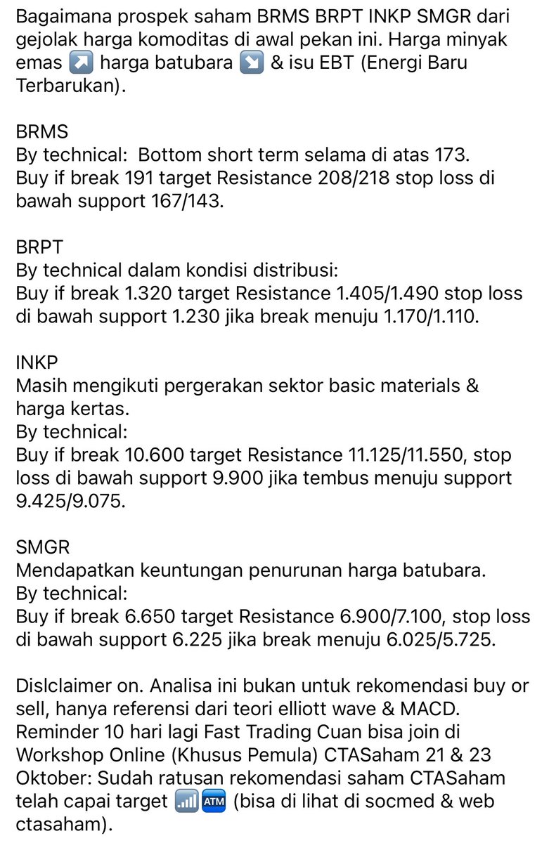 andri_zakarias's tweet photo. Bagaimana prospek saham BRMS BRPT INKP SMGR dari gejolak harga komoditas di awal pekan ini.

#ctasaham
#chartctasaham
#Saham
#IDX
#workshopctasaham
#BRPT
#BRMS
#INKP
#SMGR
#emas
#semen
#paper
#basicmaterials
#komoditas
#analisateknikal
#strategisaham 
#elliottwavectasaham https://t.co/A3NOjyS45m