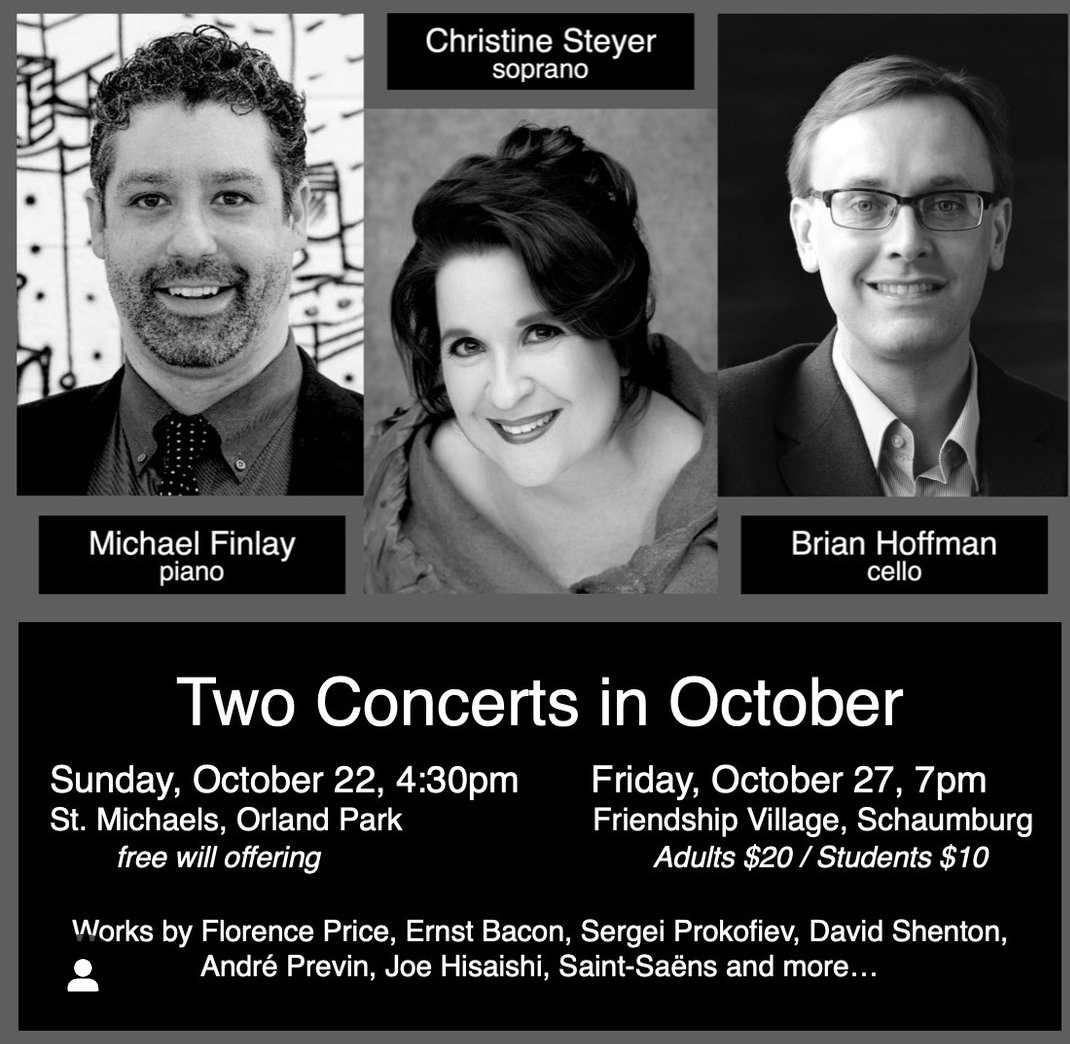 (Rare Works) Concert October 27
 Sophisticated 20th C works by incredible composers who are primarily known for their non-vocal works, including orchestra, piano, ballet, and movies. All have unique connection to Chicago 
@SchaumburgSor
@dailyherald
@SchaumburgIL
@BNSchaumburg
