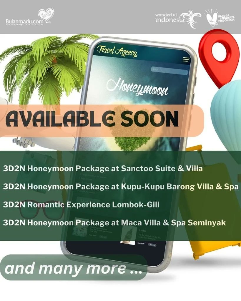 Hai honeymooners, sudah ada rencana untuk liburan akhir tahun dengan pasanganmu? Atau merayakan anniversary?
Eitss booking Dan reservasi hari ini ya ditanggal cantik 10.10, agar dapat promonya.
Feel the romantic &amp; capturing your moment 
Contact person:
Arche : +62 813-8783-4646